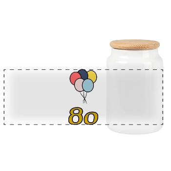 80. 80 ANS. 80e ANNIVERSAIRE. ANNIVERSAIRE 80 ANS. - Boîte à biscuits avec couvercle en bois - blanc - Devant
