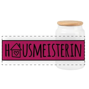 Hausmeisterin - Panorama Keksdose mit Holzdeckel - Weiß - Vorne