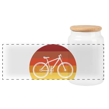 Fahrrad - Panorama Keksdose mit Holzdeckel - Weiß - Vorne