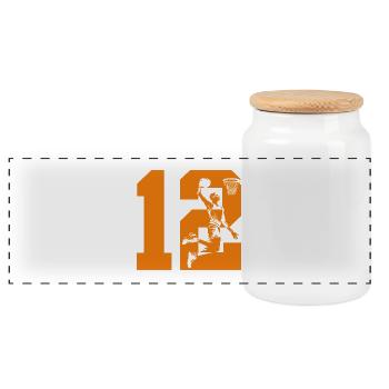 NUMÉRO 12 : 12E ANNIVERSAIRE DE BASKET-BALL - Boîte à biscuits avec couvercle en bois - blanc - Devant