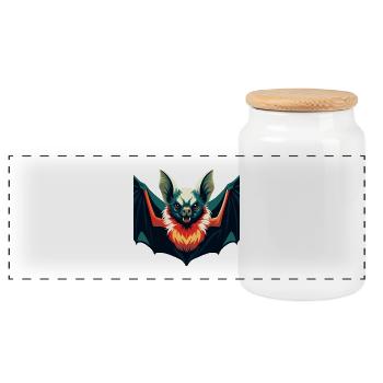 Fledermaus Cartoon Figur Buntes Haustier Tier - Panorama Keksdose mit Holzdeckel - Weiß - Vorne