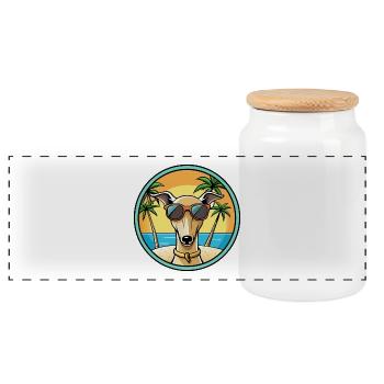 Italienischer Windhund Hunderasse Cartoon Sonnenbrille Strand - Panorama Keksdose mit Holzdeckel - Weiß - Vorne