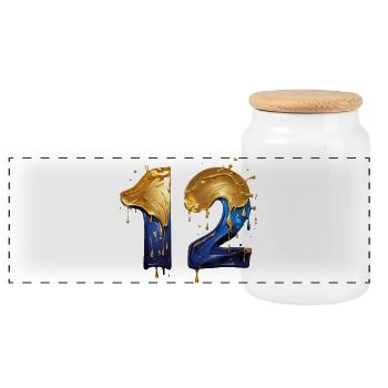 NR. 12 NUMMER 12 COOL 12. GEBURTSTAG - Panorama Keksdose mit Holzdeckel - Weiß - Vorne