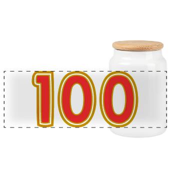 100. 100 YEARS. 100th ANNIVERSARY. 100 BIRTHDAY - Panoramic Cookie Jar with Wooden Lid - white - Front