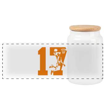 NUMBER 17 BASKETBALL 17TH BIRTHDAY - Panoramic Cookie Jar with Wooden Lid - white - Front
