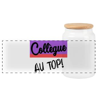COLLEAGUE. START. EMPLOYMENT. HUMOR. MANAGER. CHIEF - Panoramic Cookie Jar with Wooden Lid - white - Front