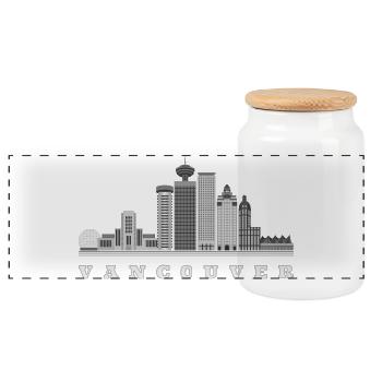 Vancouver Skyline Kanada - Panorama Keksdose mit Holzdeckel - Weiß - Vorne