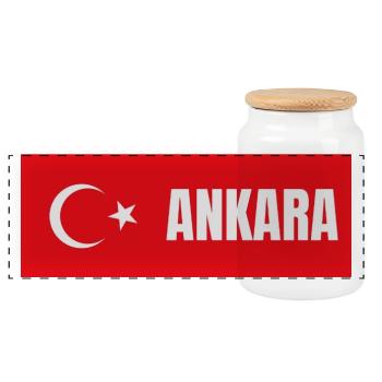 Ville d’Ankara en drapeau turc - Boîte à biscuits avec couvercle en bois - blanc - Devant