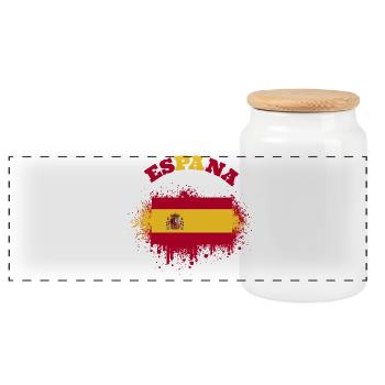 Espana Spain Spanish Flag Flag - Panoramic Cookie Jar with Wooden Lid - white - Front