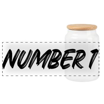 Number 1 - eins - erster - erste - 1 - Nummer 1 - Panorama Keksdose mit Holzdeckel - Weiß - Vorne