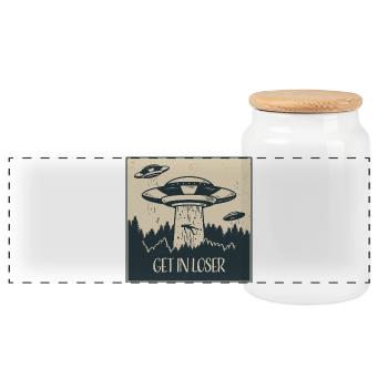 OVNI extraterrestre Drôle de cadeau spatial - Boîte à biscuits avec couvercle en bois - blanc - Devant