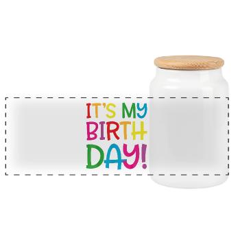c'est mon anniversaire - Boîte à biscuits avec couvercle en bois - blanc - Devant