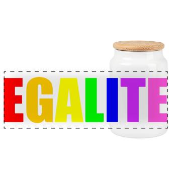 Equality - Panoramic Cookie Jar with Wooden Lid - white - Front