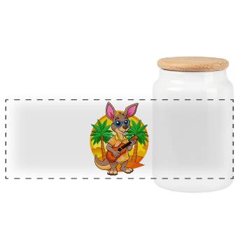Lustige Känguru Sommer Strand Sonnenbrille Hawaiianisch - Panorama Keksdose mit Holzdeckel - Weiß - Vorne