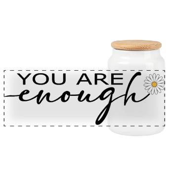 T-shirt You Are Enough Self Love - Boîte à biscuits avec couvercle en bois - blanc - Devant