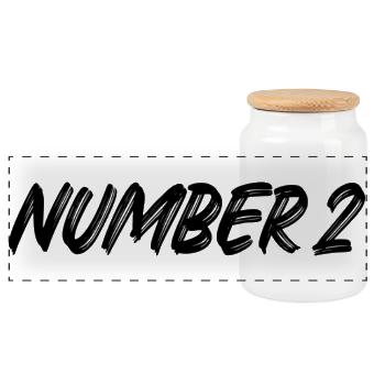 Number 2 - zwei - zweiter - zweite - 2 - Nummer 2 - Panorama Keksdose mit Holzdeckel - Weiß - Vorne
