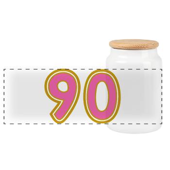 90. 90 ANS. 90e ANNIVERSAIRE. ANNIVERSAIRE 90 ANS. - Boîte à biscuits avec couvercle en bois - blanc - Devant