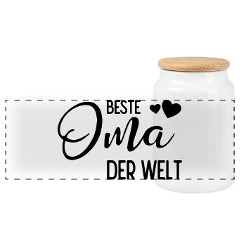Beste Oma der Welt - Panorama Keksdose mit Holzdeckel - Weiß - Vorne