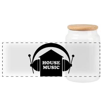 House music - Panorama Keksdose mit Holzdeckel - Weiß - Vorne