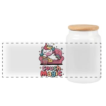 Couch Magic - Panoramic Cookie Jar with Wooden Lid - white - Front