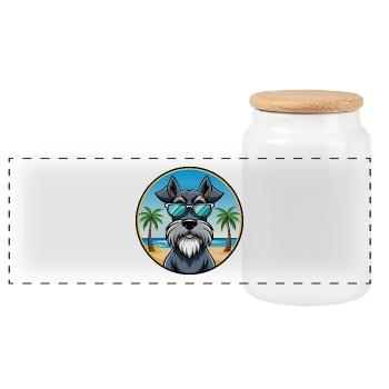 Riesenschnauzer Hunderasse Cartoon Sonnenbrille Strand - Panorama Keksdose mit Holzdeckel - Weiß - Vorne