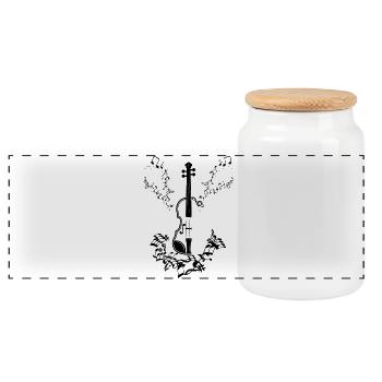 Musical Notes Music Musicians Clefs Sheet Music - Panoramic Cookie Jar with Wooden Lid - white - Front