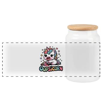 Oopsicorn - Panoramic Cookie Jar with Wooden Lid - white - Front