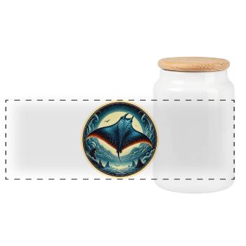 Ray Fish - Panoramic Cookie Jar with Wooden Lid - white - Front