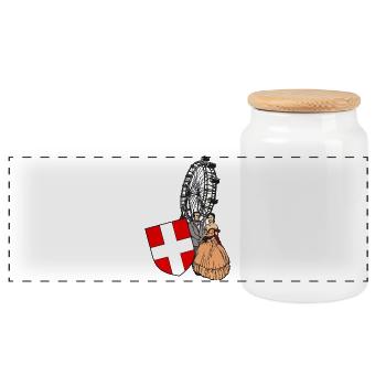 Vienna Panorama - Panoramic Cookie Jar with Wooden Lid - white - Front