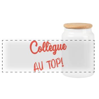COLLEAGUE. START. EMPLOYMENT. HUMOR. MANAGER. CHIEF - Panoramic Cookie Jar with Wooden Lid - white - Front
