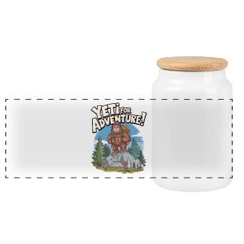 Yeti For Adventure - Panoramic Cookie Jar with Wooden Lid - white - Front