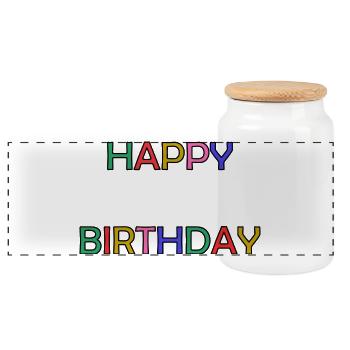 HAPPY BIRTHDAY. ANNIVERSAIRE. BON ANNIVERSAIRE - Boîte à biscuits avec couvercle en bois - blanc - Devant