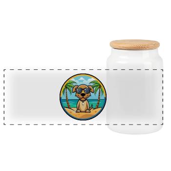 Pointer Hund Rasse Cartoon Sonnenbrille Strand - Panorama Keksdose mit Holzdeckel - Weiß - Vorne