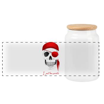 Totenkopf Pirat - Panorama Keksdose mit Holzdeckel - Weiß - Vorne