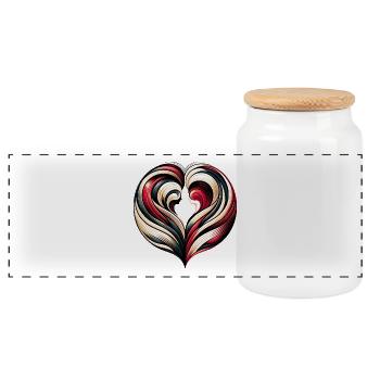 Abstract Design Valentinstag - Panorama Keksdose mit Holzdeckel - Weiß - Vorne
