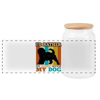 Cockapoo Hundeliebhaber Silhouette Vintage Sonnenuntergang - Panorama Keksdose mit Holzdeckel - Weiß - Vorne