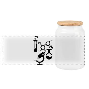 Neurons Chemistry Science Periodic Table Laboratory - Panoramic Cookie Jar with Wooden Lid - white - Front