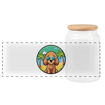 Caniche Jouet Chien Race Dessin Animé Lunettes De Soleil Plage - Boîte à biscuits avec couvercle en bois - blanc - Devant