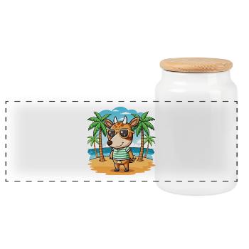 Okapi Lustige Cartoon Sommer Strand Sonnenbrille - Panorama Keksdose mit Holzdeckel - Weiß - Vorne