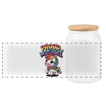 Proud And Magical - Panoramic Cookie Jar with Wooden Lid - white - Front