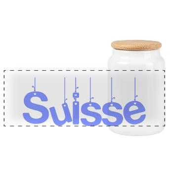 SCHWEIZ. HUMOR. LAND. FLAGGE. GENF. LAUSANNE - Panorama Keksdose mit Holzdeckel - Weiß - Vorne