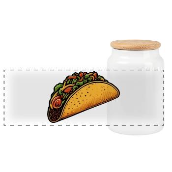 Tacos - Panorama Keksdose mit Holzdeckel - Weiß - Vorne