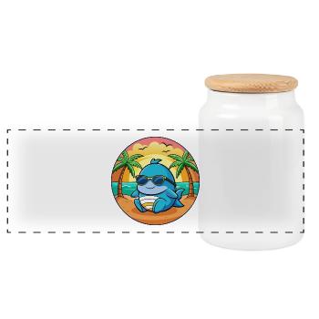 Whale Funny Cartoon Summer Beach Sunglasses - Panoramic Cookie Jar with Wooden Lid - white - Front