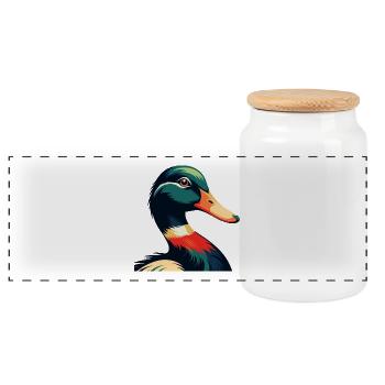 Personnage de dessin animé de canard Animal de compagnie coloré - Boîte à biscuits avec couvercle en bois - blanc - Devant