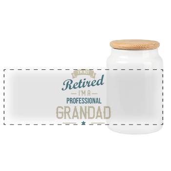 I'm Not Retired I'm a Professional Grandad - Panoramic Cookie Jar with Wooden Lid - white - Front