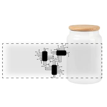 elektriker Elektrik Elektronik Beruf Spannung CPU - Panorama Keksdose mit Holzdeckel - Weiß - Vorne