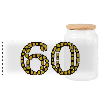 60. 60 ANS. 60e ANNIVERSAIRE. ANNIVERSAIRE 60 ANS. - Boîte à biscuits avec couvercle en bois - blanc - Devant