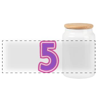 5. 5 ANS. 5e ANNIVERSAIRE. ANNIVERSAIRE 5 ANS - Boîte à biscuits avec couvercle en bois - blanc - Devant