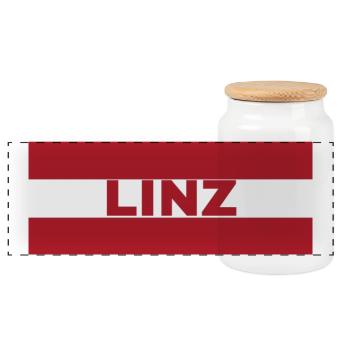 La ville de Linz sous pavillon autrichien - Boîte à biscuits avec couvercle en bois - blanc - Devant