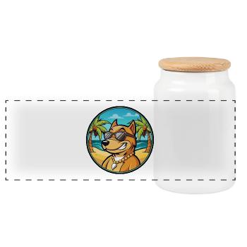 Cordoba Kampfhund Rasse Cartoon Sonnenbrille Strand - Panorama Keksdose mit Holzdeckel - Weiß - Vorne